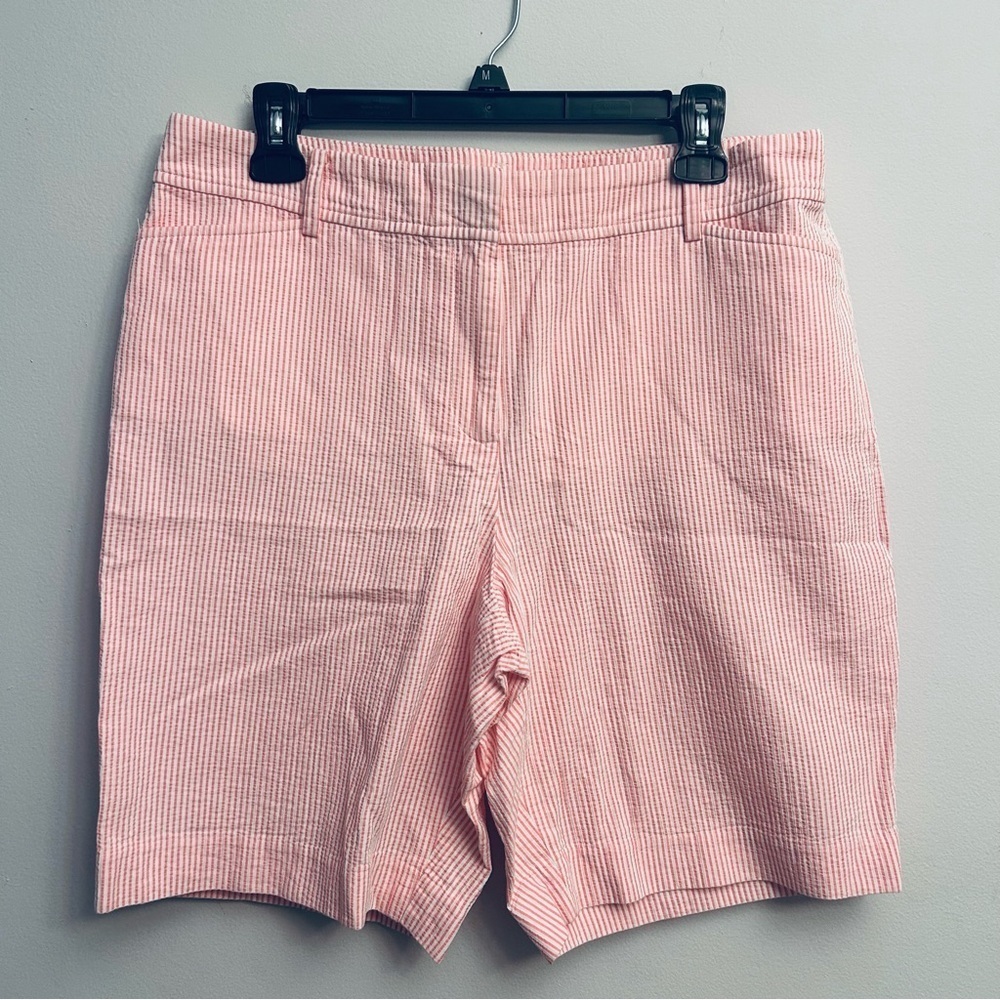 Talbot’s Perfect Short Pink White Striped Seersucker Size 14P